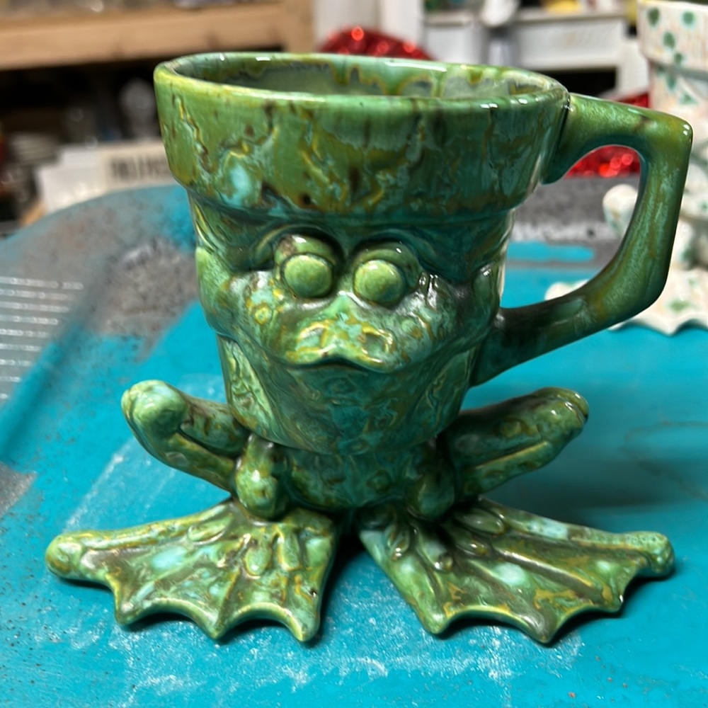 Set of 4 Ultra Rare Vintage Ceramic Toad Frog Mugs Coffee Cups - Picture 5 of 11